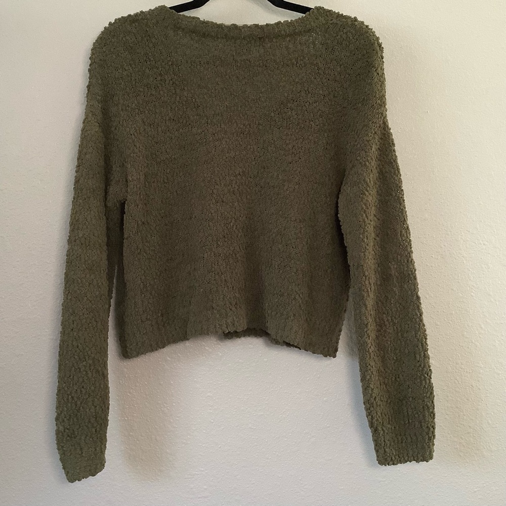 Mossy Green Textured Forest Fairy Cottagecore Goblincore Button Knit Cardigan S - Picture 6 of 6